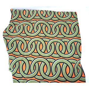 Lularoe Tall & Curvy Leggings Orange ground with olive green interlocking rings